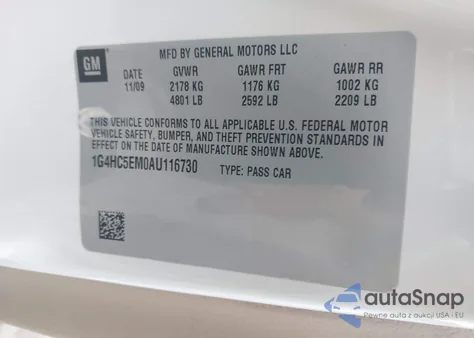 2010 Buick Lucerne Cxl из США, поврежденный, VIN 1G4HC5EM0AU116730